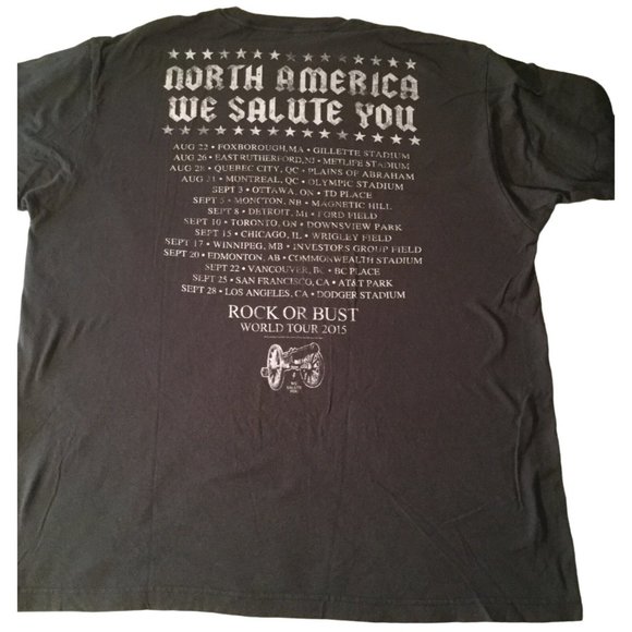 2015 Tour AC/DC North America We Salute You Gray T-shirt XXL 2X Concert Tee - Picture 4 of 5